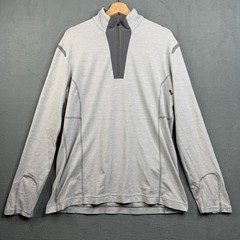 Lululemon Surge Warm Half Zip Men Engineering Heathered Gray Striped Pullover L