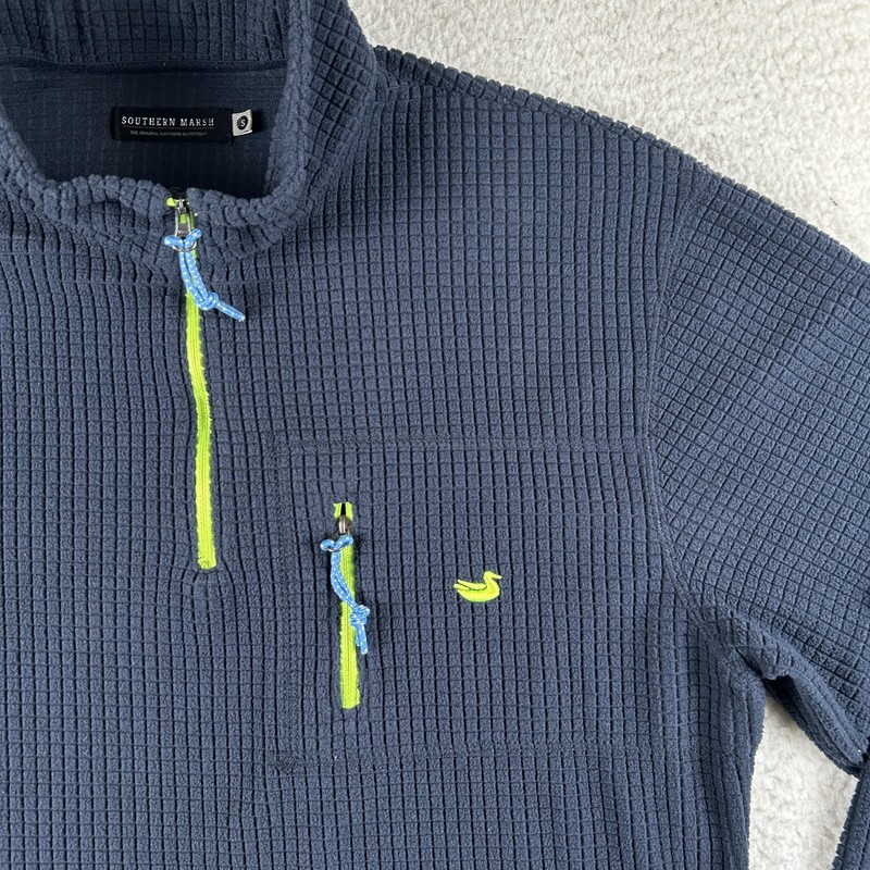 Southern Marsh Fieldtec Fleece Pullover Mens Small Blue 1/4 Zip Mock Neck Waffle gallery
