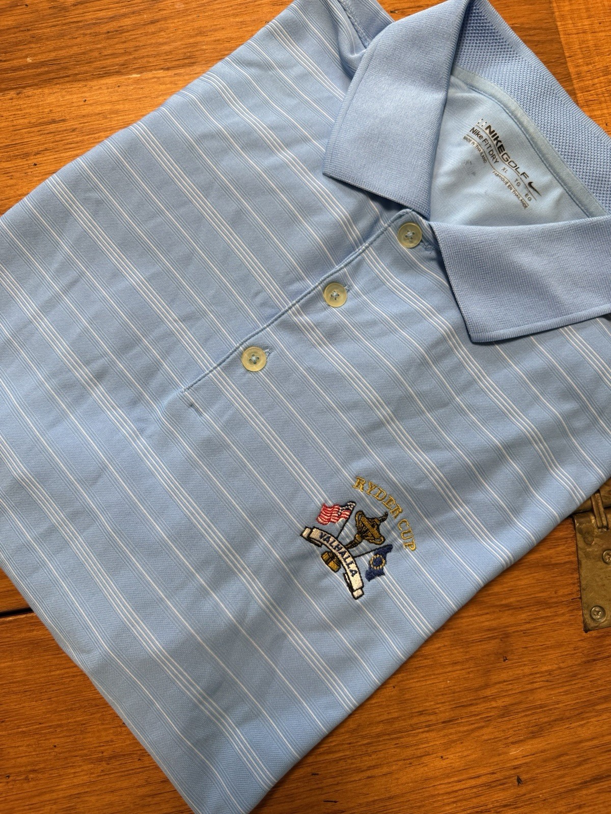 Nike Golf Baby Blue Ryder Cup Valhalla Shirt Men's XL Short Sleeve Dri-Fit Polo gallery