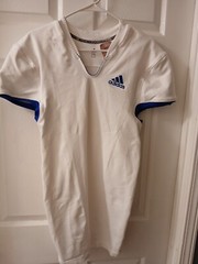 Adidas Football Compression Shirt. White With Blue Trim. NWT. Size 2XL.