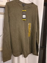 Banana Republic Double Knit Crew Thermal Long Sleeve Shirt Mens Medium Green NWT