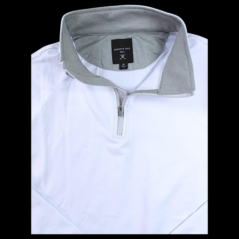 Kenneth Cole Golf Pullover Mens M White 1/4 Zip Stretch Performance $69 NEW gallery