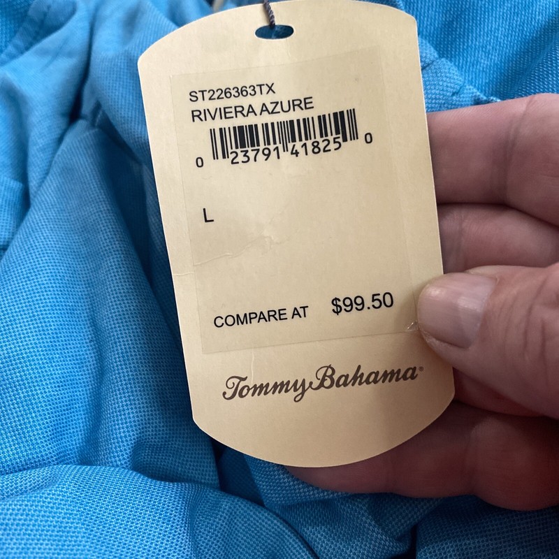 $99.50 Tommy Bahama Performance Polo Golf Shirt Marlin Logo Riviera Azure Large gallery