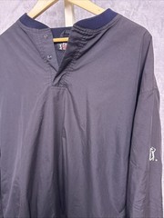 PGA Tour Mens Pullover Long Sleeve Quarter Button, Y2K, Black Windbreaker SZ L