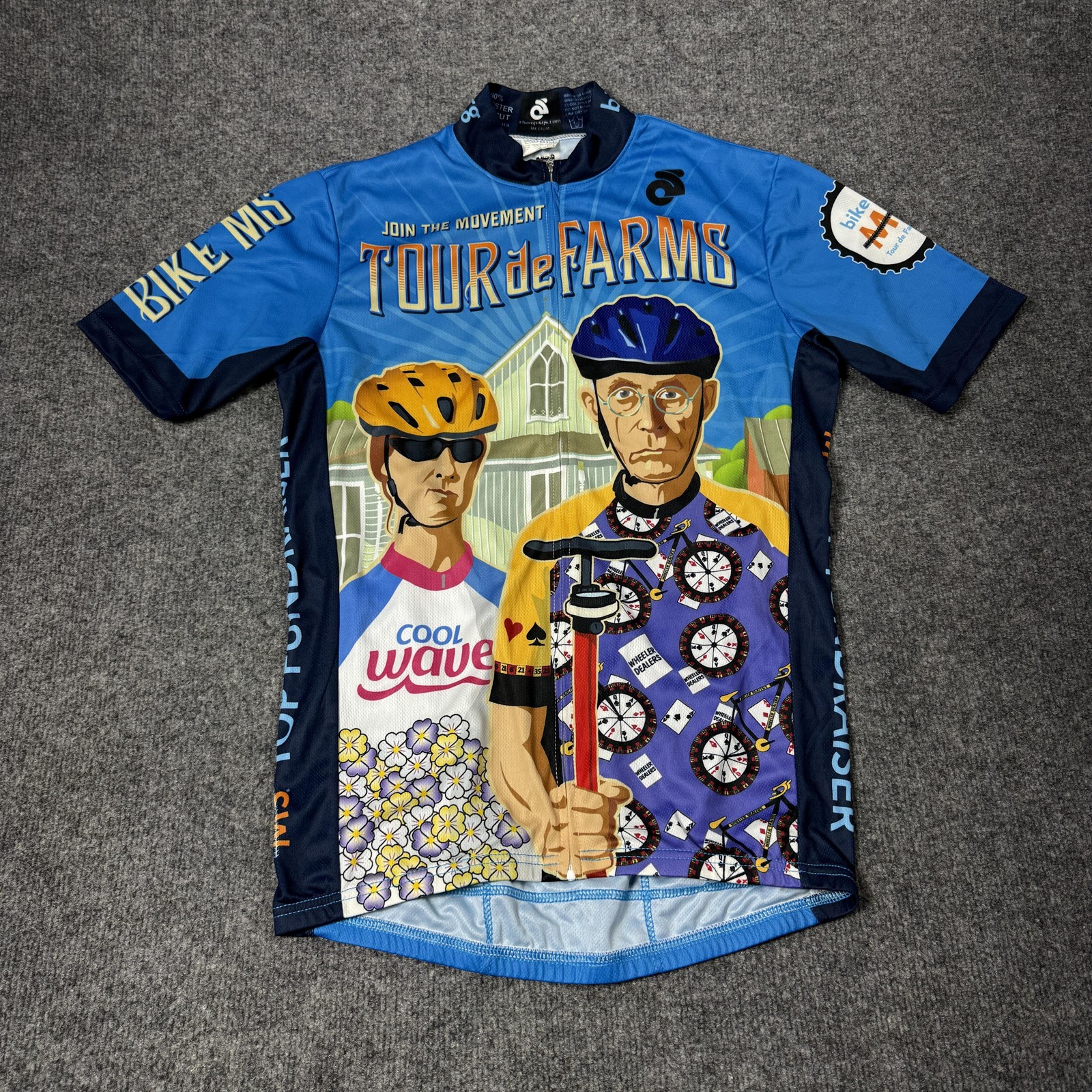 Champion System Cycling Jersey Shirt Mens Medium Blue Full Zip MS Tour De Farms gallery