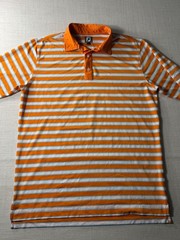 FootJoy Men’s Golf Polo Orange Blue White Striped XL Black Bear Logo FJ