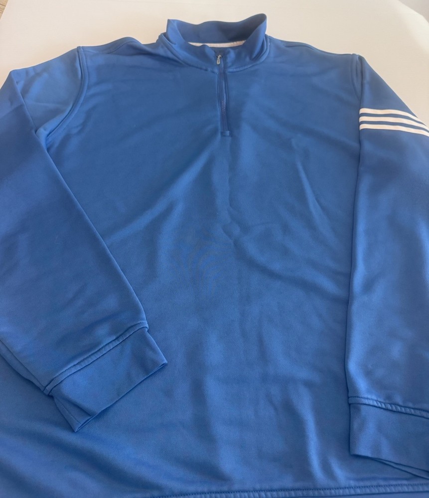 adidas Climalite Men’s 2XL Blue 1/4 Zip Golf pullover Logo Mid-weight. Exc
