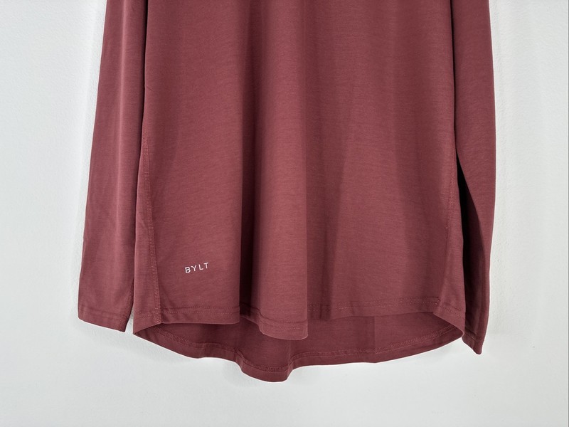 BYLT Drop Cut Lux Long Sleeve Shirt Mens Size XXL Red Curved Hem NWOT gallery