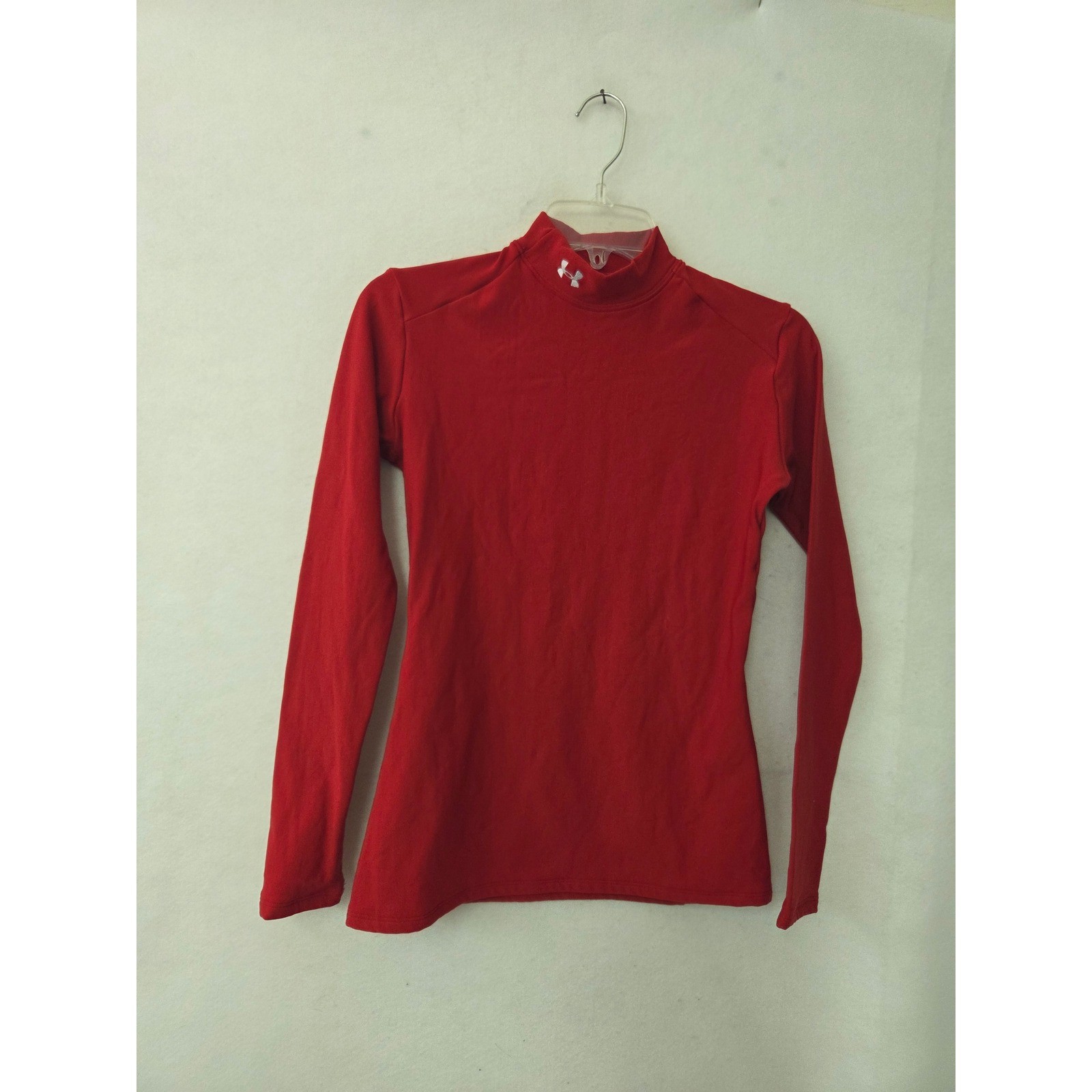 Under Armour ColdGear Mock Neck Top Mens Large Red Long Sleeve Ultra Tight Fit gallery