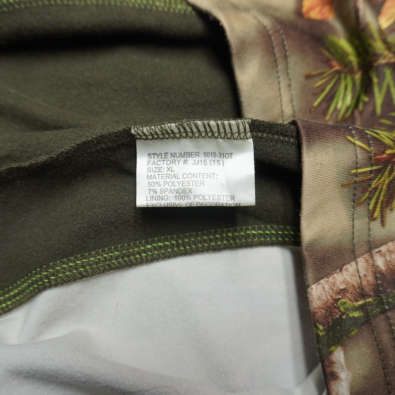 Huntworth Men's Activewear Top Camo Green XL 1/4 Zip Polyester Spandex Hunting gallery