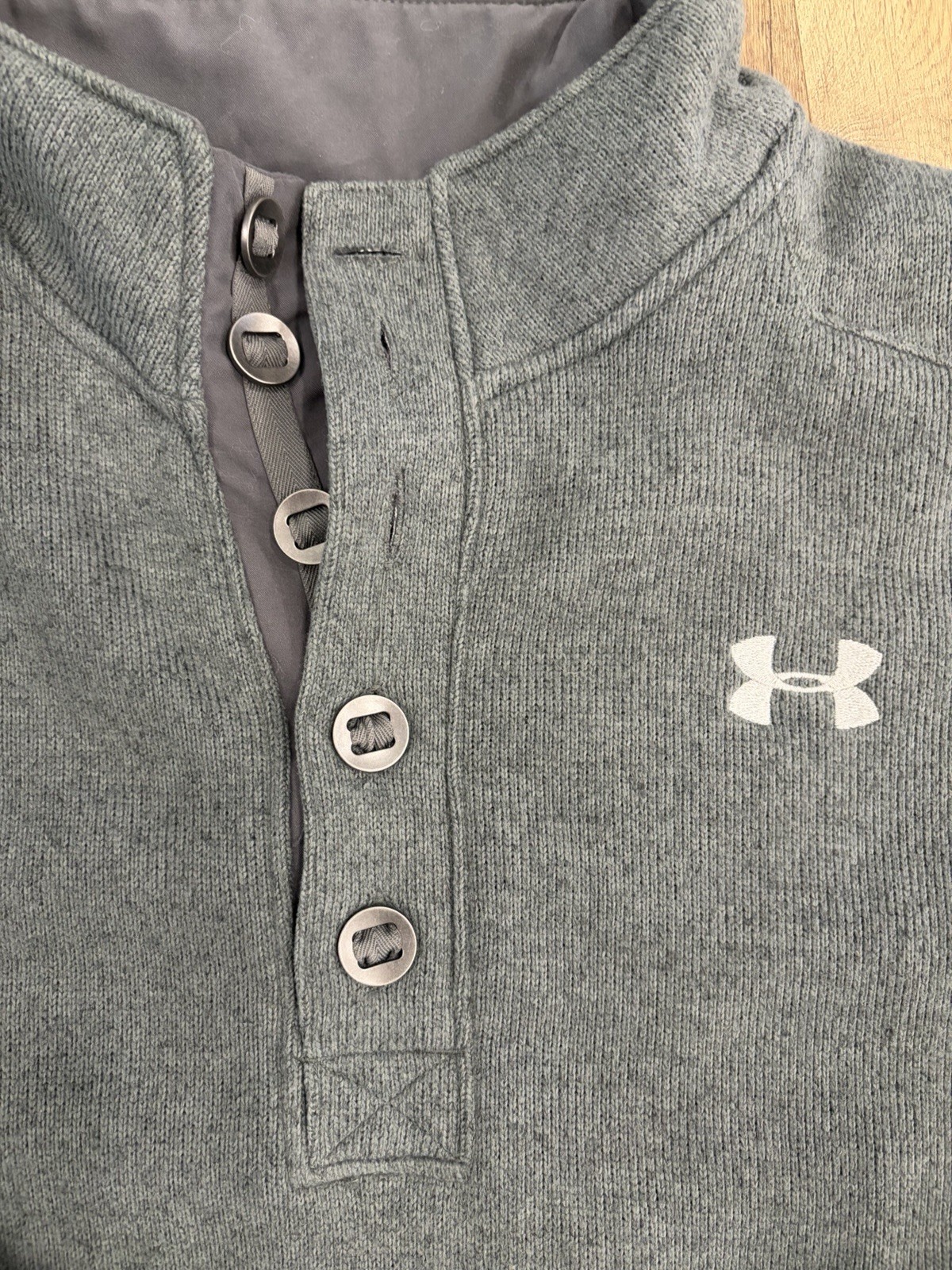 Under Armour ColdGear Henley Sweater Mens Large Gray Loose Storm UA / 2XL gallery