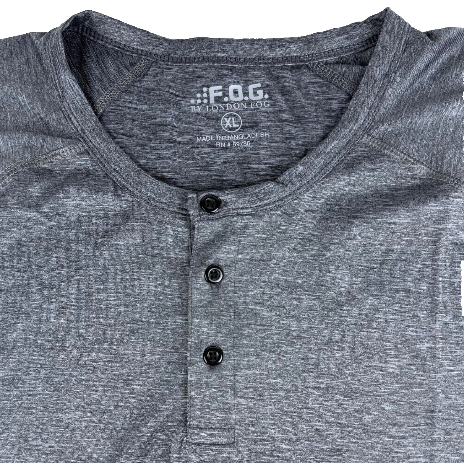 London Fog Performance Henley Gray Silver Black Pullover Shirt XL gallery