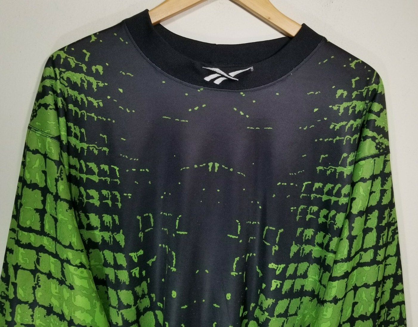 Vintage Reebok Goalkeeper Soccer Jersey Green Croc Print 90s USA Made Mens Large gallery
