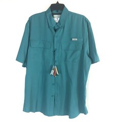 Men’s Ocean Coast Teal Slate Button Up 2 Pocket Vent Breathable Moisture Wicking