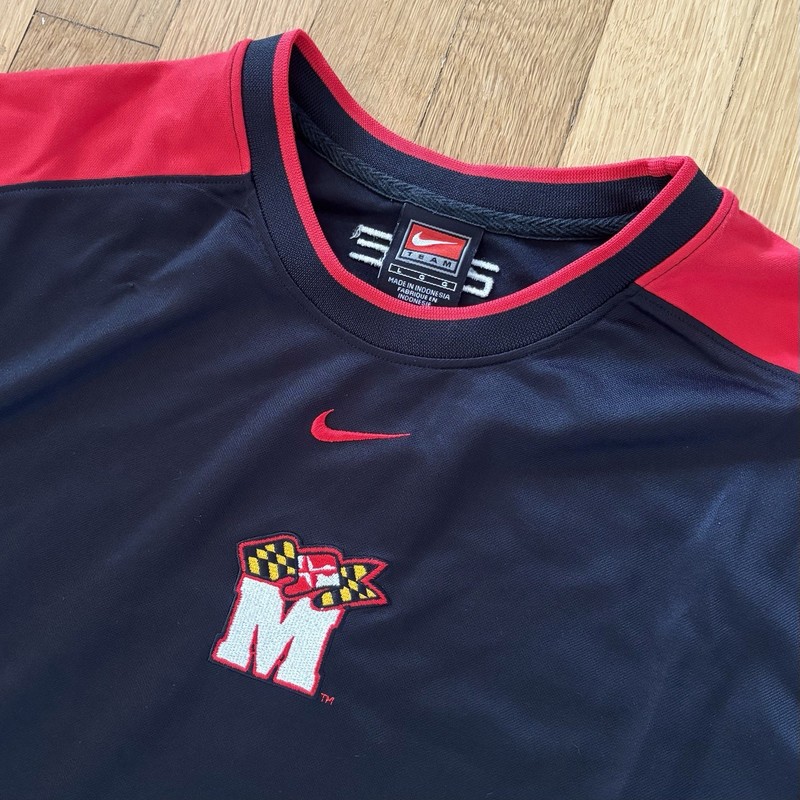 Vintage Nike Elite University of Maryland Long Sleeve Shirt L Y2K Center Swoosh gallery