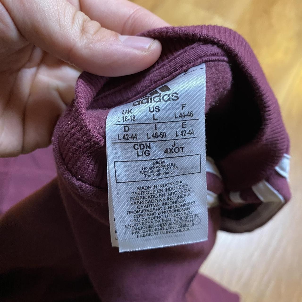 Adidas Men's Maroon Crewneck Sweatshirt Pullover 3 Stripe Size L Casual Athletic gallery