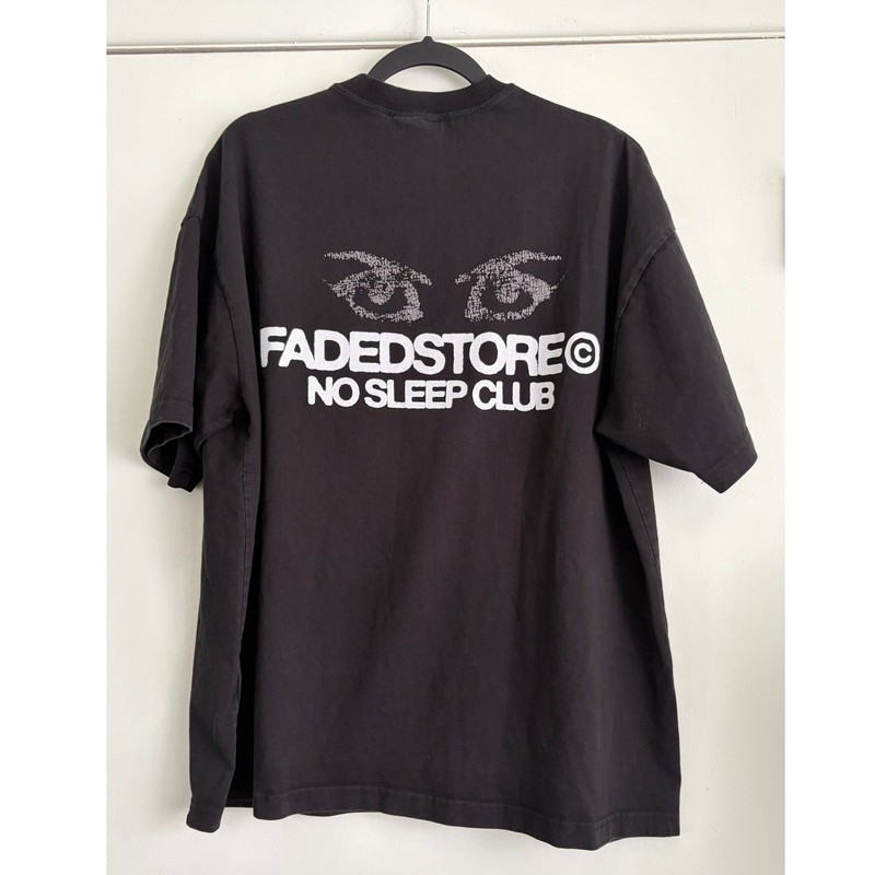 Faded Store Late Nights Eye Graphic Tee - Washed Black Streetwear - Size XL gallery