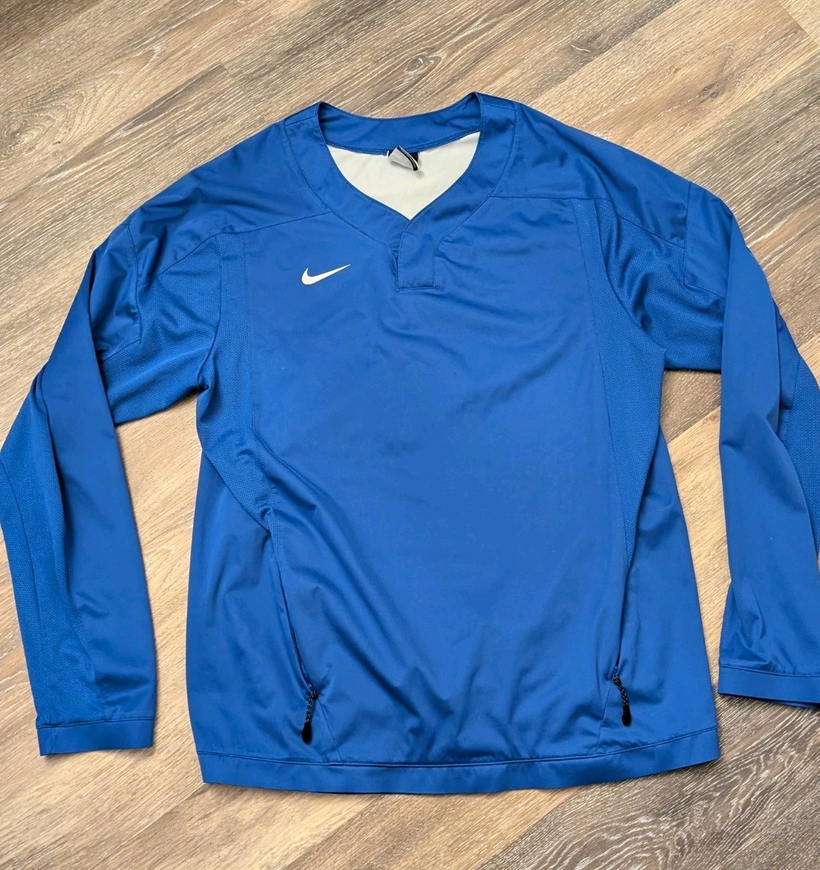 Nike Baseball Pullover Shirt Mens Medium Blue Short Sleeve Pockets Performance gallery
