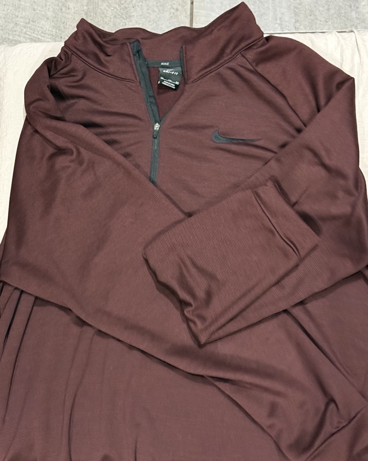 Nike Dri-FIT Men's Burgundy 1/4 Zip Mock Neck Pullover Polyester Size 2XL gallery