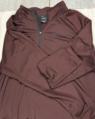 Nike Dri-FIT Men’s Burgundy 1/4 Zip Mock Neck Pullover Polyester Size 2XL