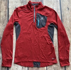 SALOMON TRAIL RUNNER 1/4 MID LAYER TOP SHIRT RED MENS SMALL GREAT CONDITION