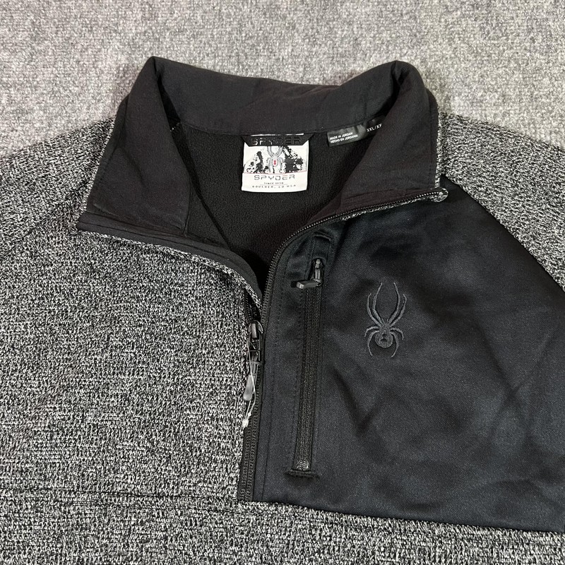 Spyder Fleece Pullover Shirt Mens 2XL Gray Black 1/4 Zip Long Sleeve Ski Outdoor gallery