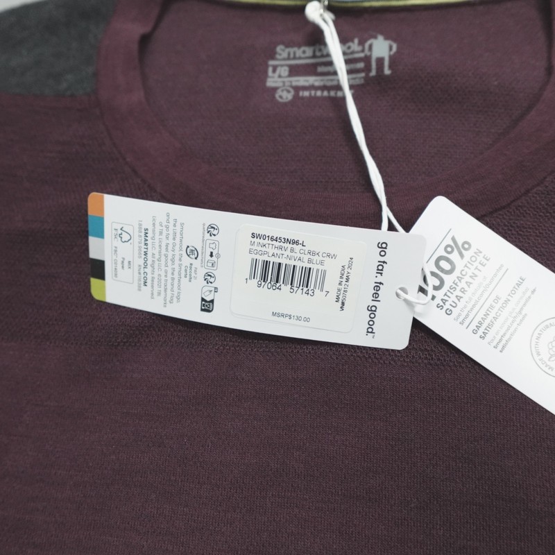 Smartwool Intraknit Thermal Merino Base Layer Shirt Men's Size L Crew Purple gallery
