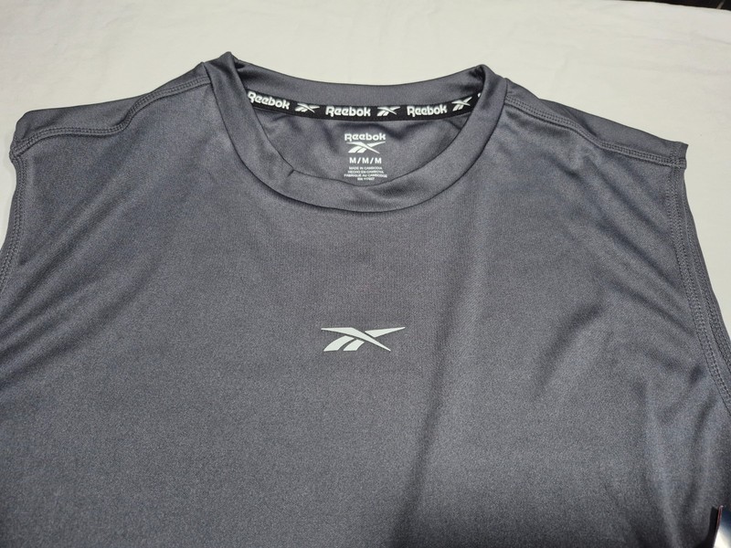 Reebok Mens Training Compete Marathon Interlock tank top shirt Gray Ebony gallery