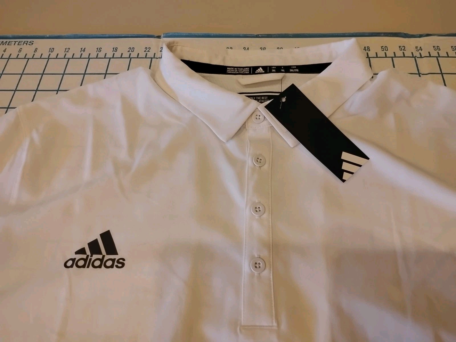 MENS 2XLARGE ADIDAS WHITE POLO SHIRT - NWT gallery