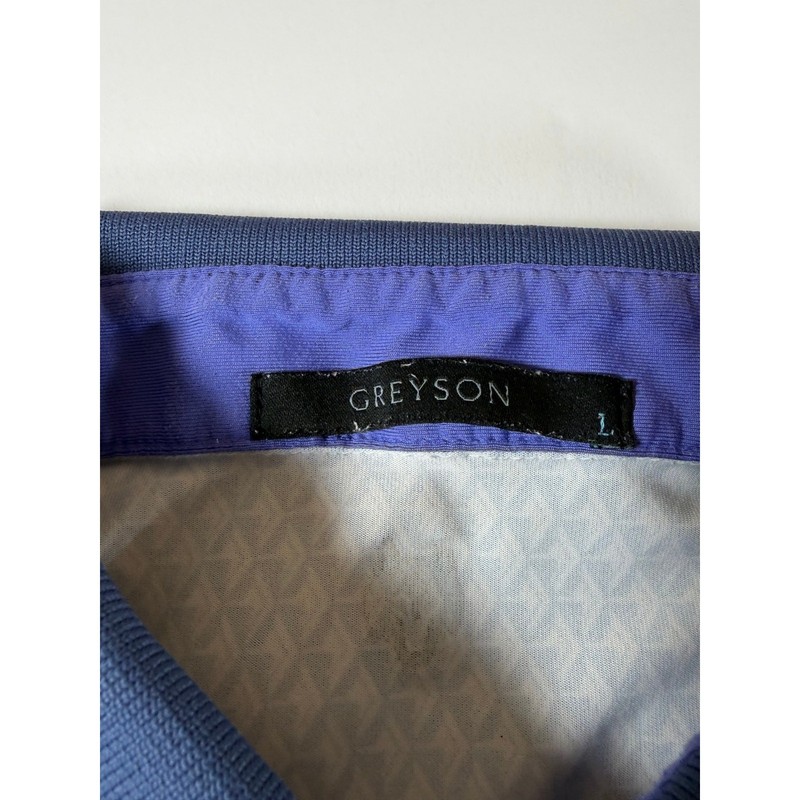 Greyson Men’s Large Blue Geometric Golf Polo Shirt Performance Stretch gallery
