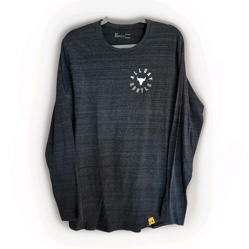 Under Armour Project Rock All Day Hustle Tee Gray Sz L Heatgear Long Sleeve gallery