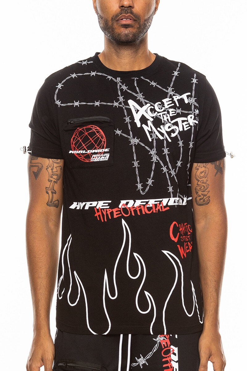 Mens Tee HYPE OFFICIAL PRINT CHEST POCKET SHIRT Stretch Casual NEW gallery