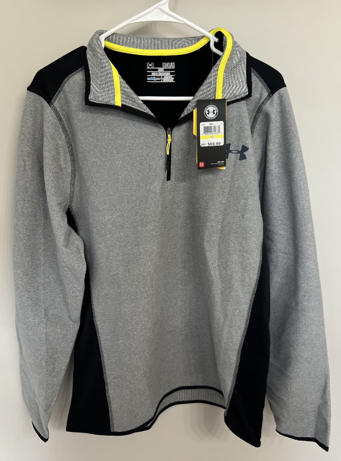 Under Armour ColdGear Sweatshirt Mens M Gray Quarter Zip Pullover Colorblock gallery