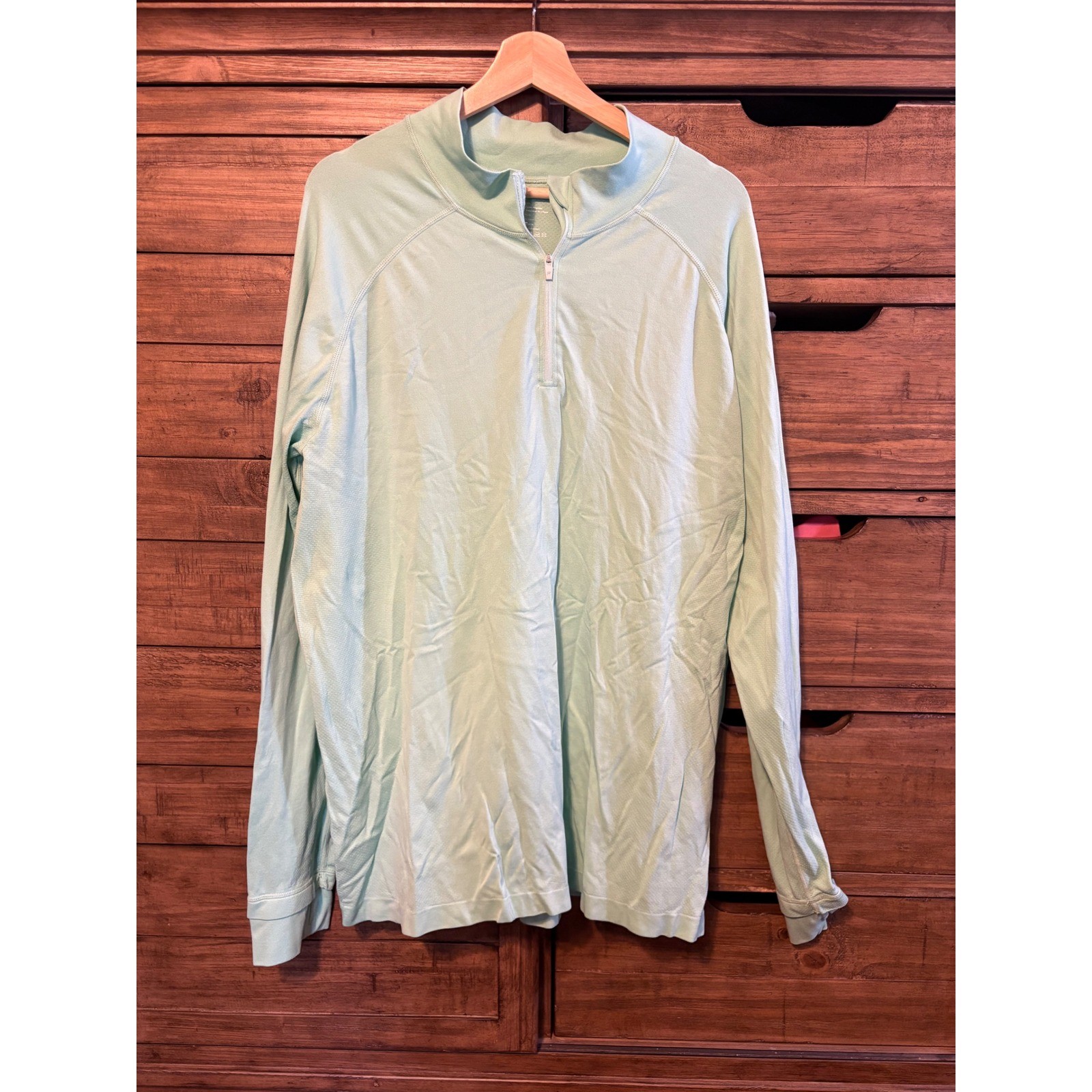 Fabletics Mens Quarter Zip Pullover Mint Green XXL Long Sleeve Athletic Top gallery