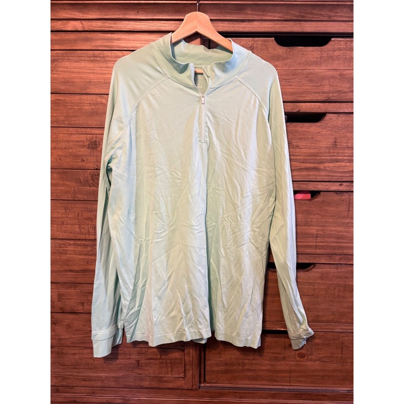 Fabletics Mens Quarter Zip Pullover Mint Green XXL Long Sleeve Athletic Top gallery