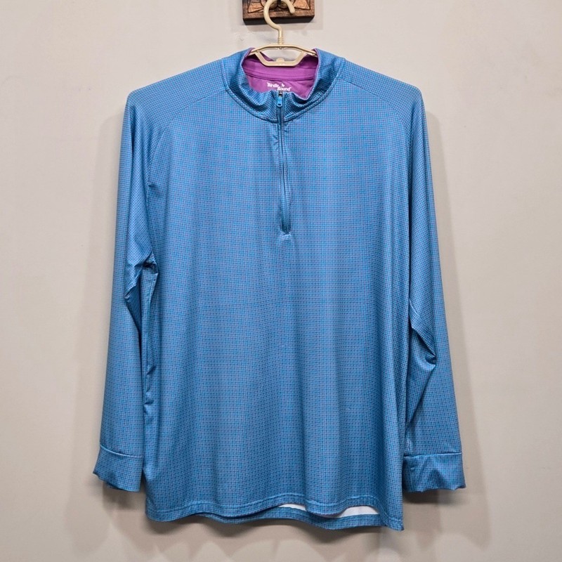 Birdie Bound Quarter Zip Pullover Mens 2XL Blue Pink Houndstooth Golf Golfcore gallery