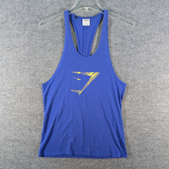 Gymshark Tank Top Shirt Mens Medium Blue Sleeveless Fitness Workout Bodybuilding