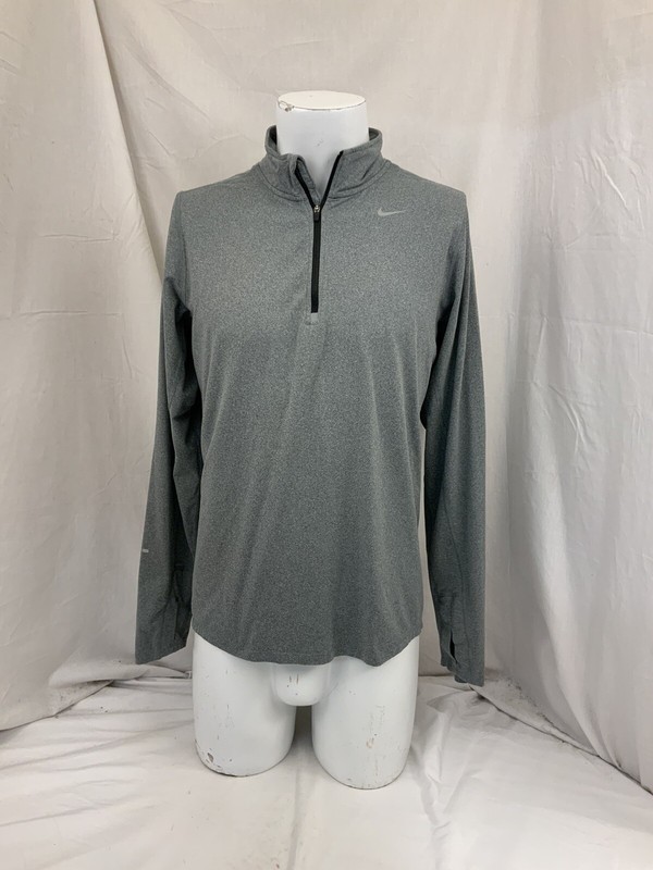 Nike 1/4 Zip Pullover M Gray Running Long Sleeve Polyester Stretch YGI V1-447 gallery