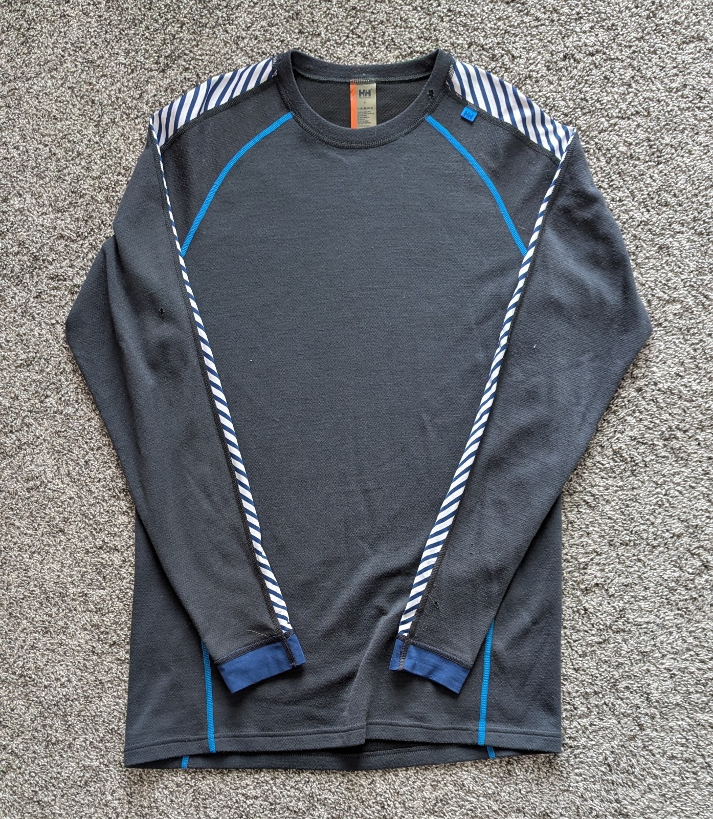 Men's HELLY HANSEN Warm Gray Blue Base Layer Wool Blend Top Size XL LIFA gallery
