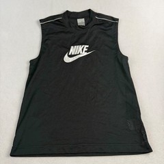 Nike Mens Black Mesh Sleeveless Training Shirt Large L 14-16 Embroidered Logo