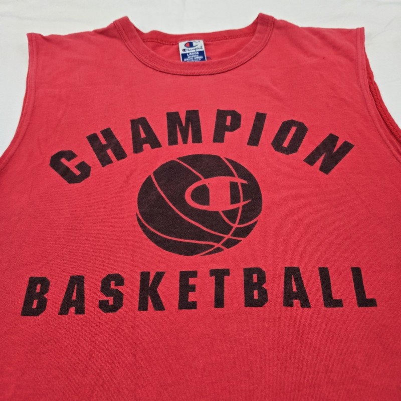 Men's LARGE Vintage Champion Basketball Tank Top Red Sleeveless Shirt Y2K gallery