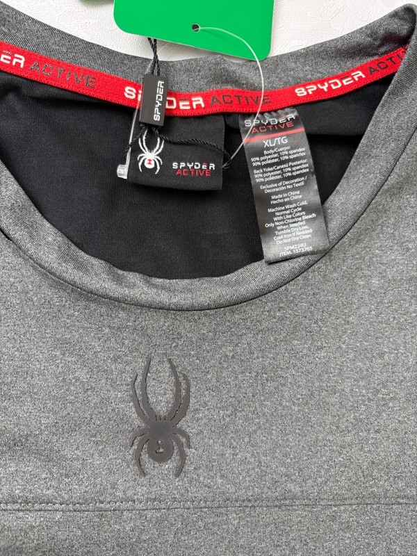 Spyder Active Men's Short-Sleeve Stretch T-Shirt, Gray, Size XL Huge Logo back gallery