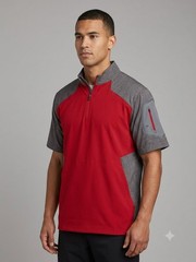 Holloway Men’s 2XL Short Sleeve 1/4 Zip Pullover Jacket Windbreaker Red Grey…