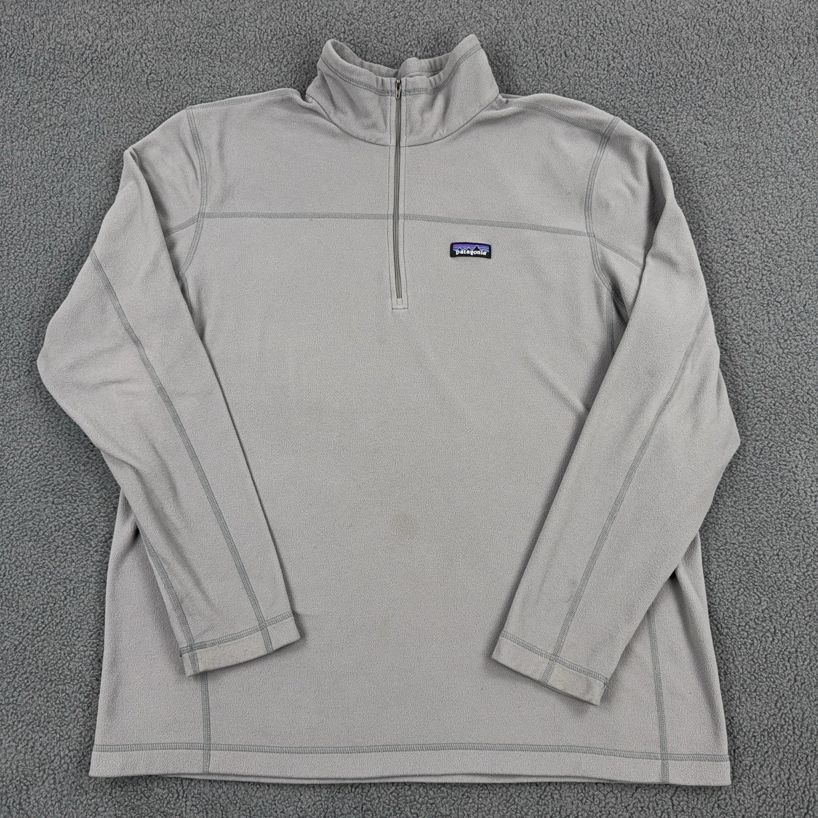 Patagonia Pullover Mens XXL Light Gray Fleece Quarter Zip Casual Sweater 26176 gallery