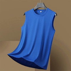 2025 Summer New Ice Silk Speed Drying T-shirt Tank Top Men’s Round Neck Sports a