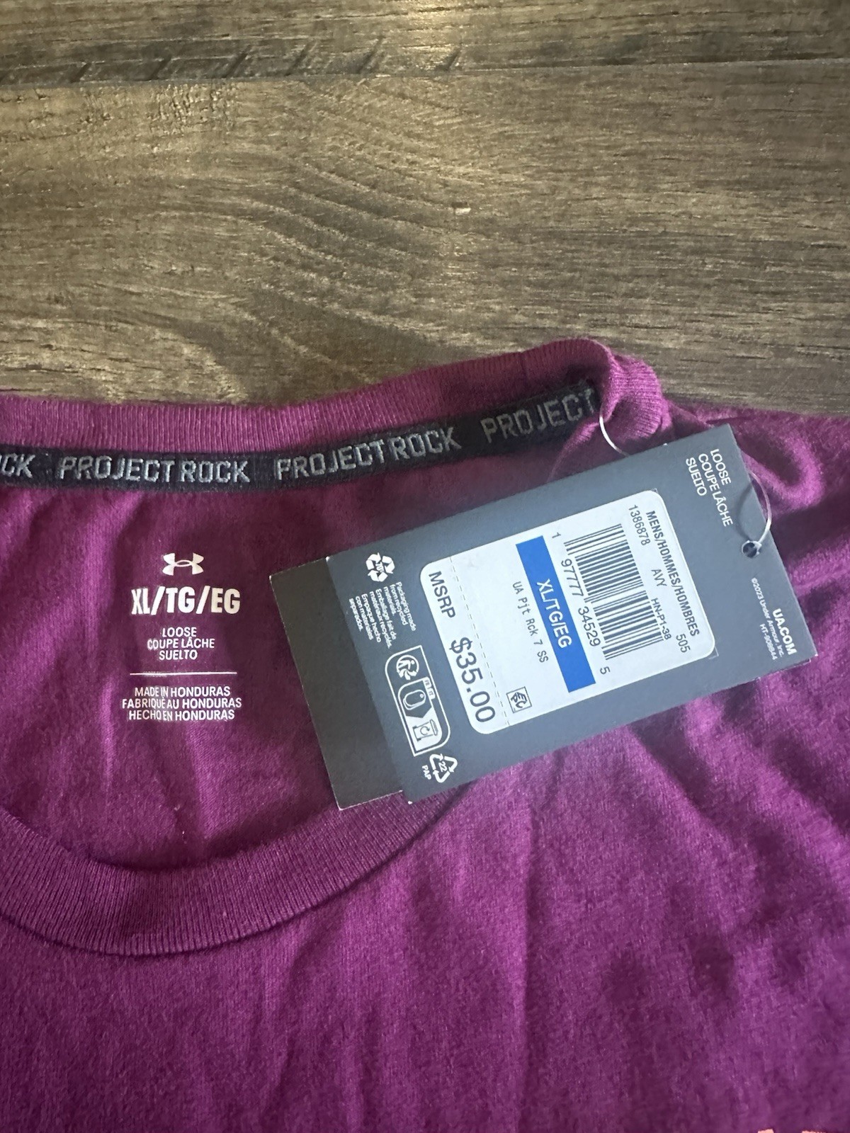 UA Under Armour Project Rock 7 XL Short Sleeve Red T Shirt Purple Gemini gallery