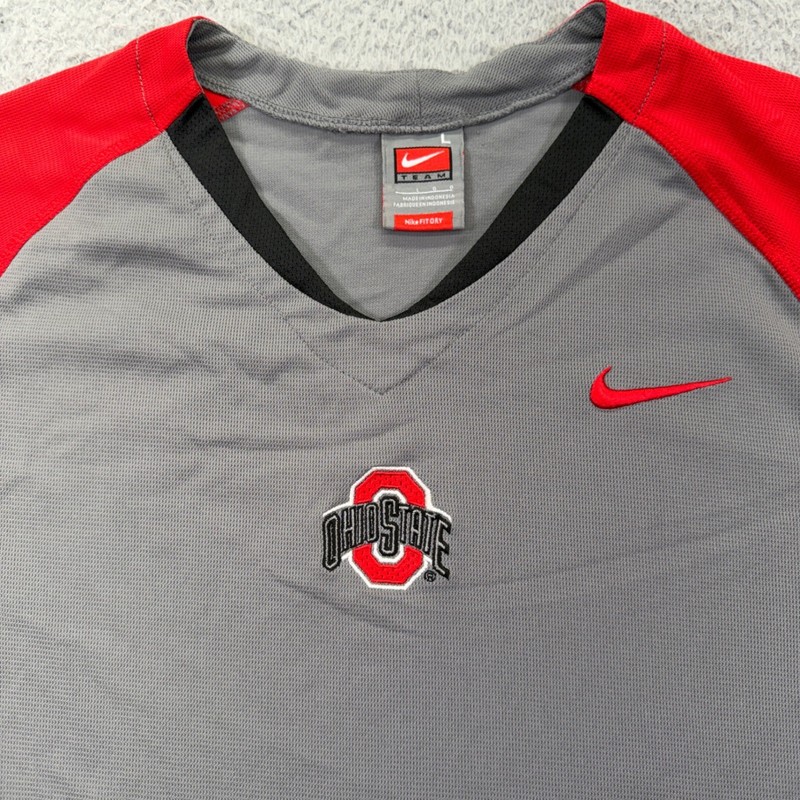 Vtg Ohio State Buckeyes Nike Training Shirt Mens Y2K Large Gray Red Long Sleeve gallery
