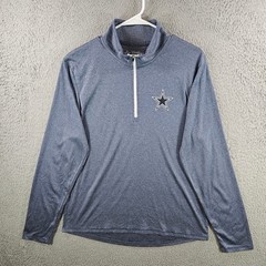 Dallas Cowboys Authentic Mens Quarter Zip Pullover Blue Heathered Star Logo M