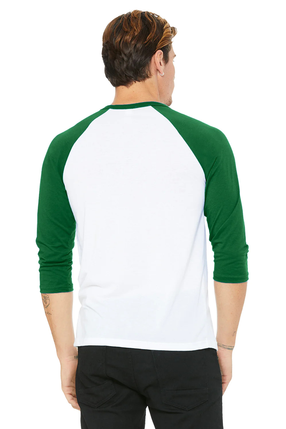 Bella + Canvas 3200 Premium 3/4 Baseball T-Shirt Raglan Tee Unisex White / Kelly gallery