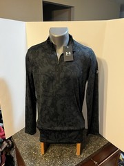 Under Armour Men’s LS 1/4 Zip Pullover Black Camouflage Small Polyester – NWT